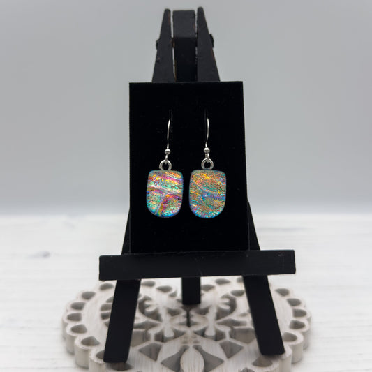 Multicoloured Gold Glass Earrings