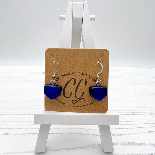 Blue Pointed Glass Earrings