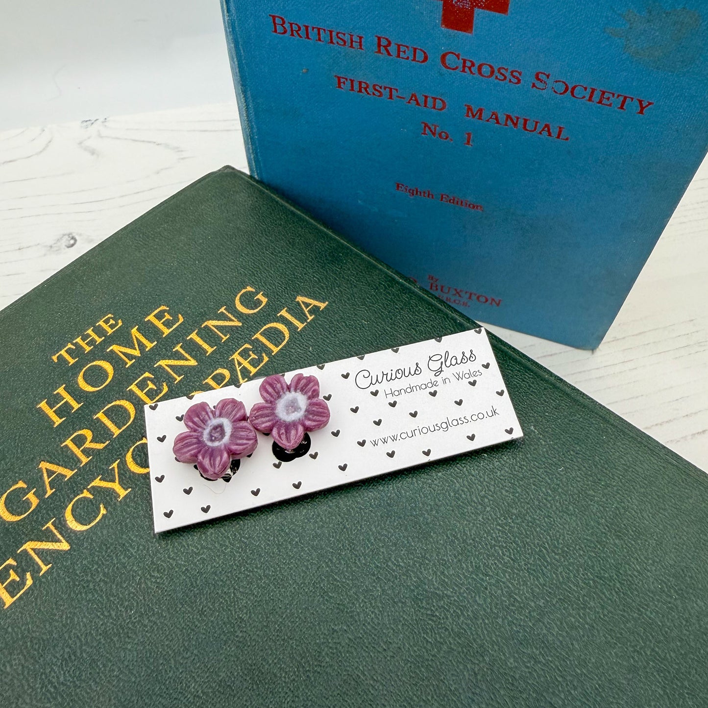Cute glass flower earrings - clip-on