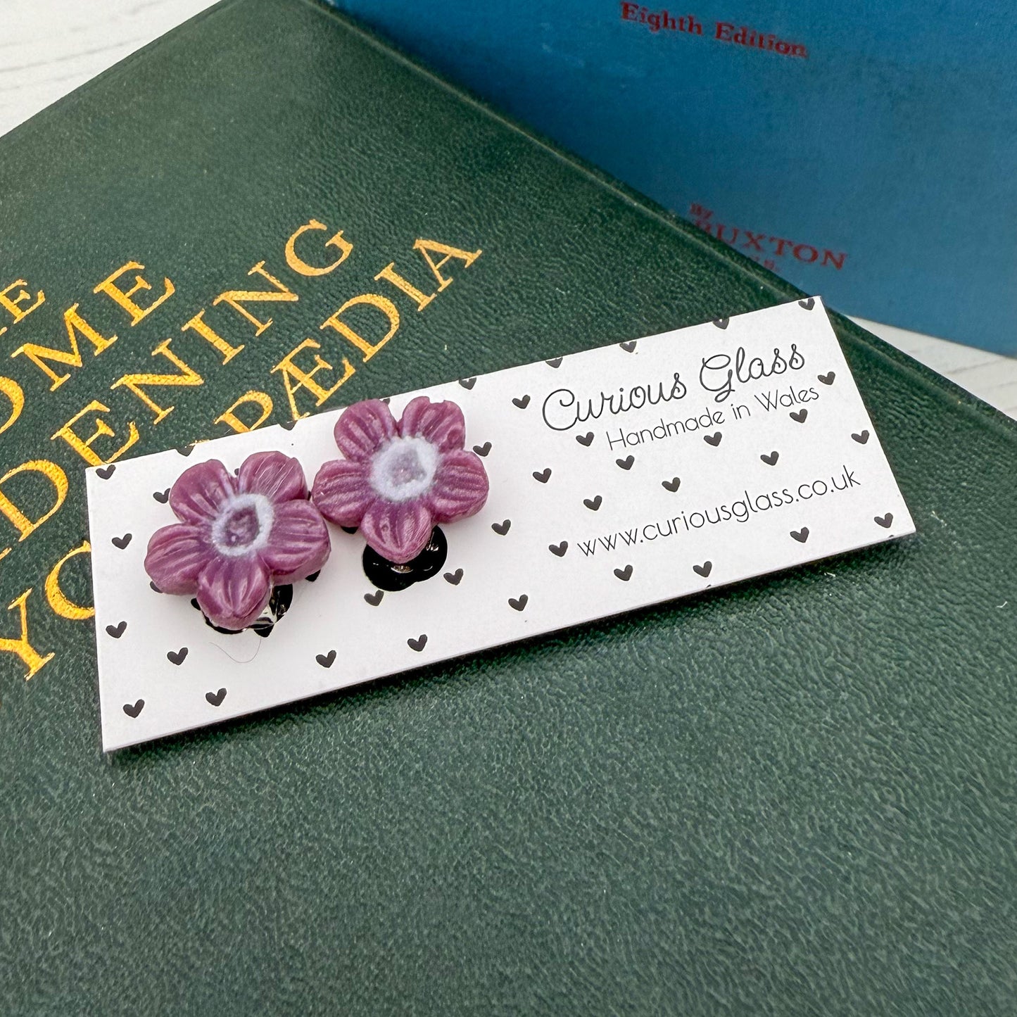 Cute glass flower earrings - clip-on