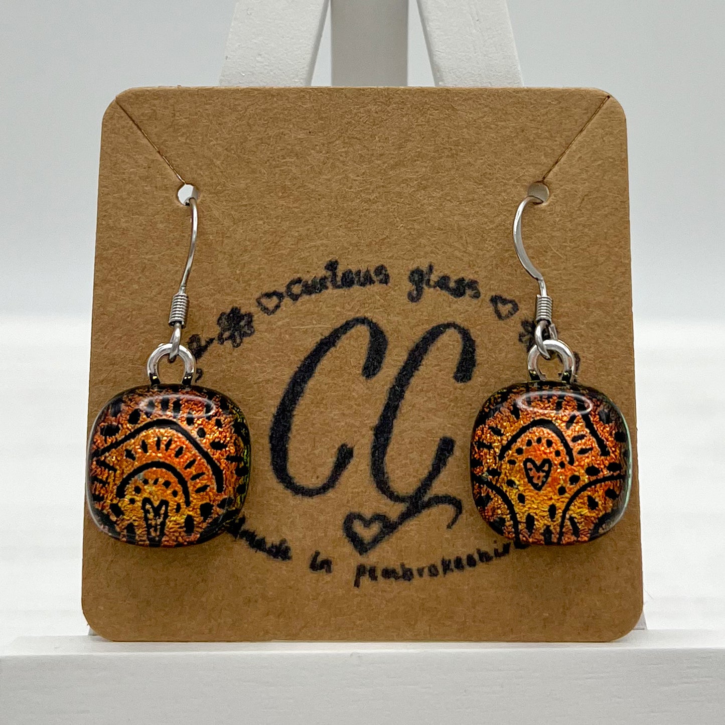 Shades of Red, Orange & Yellow Glass Earrings