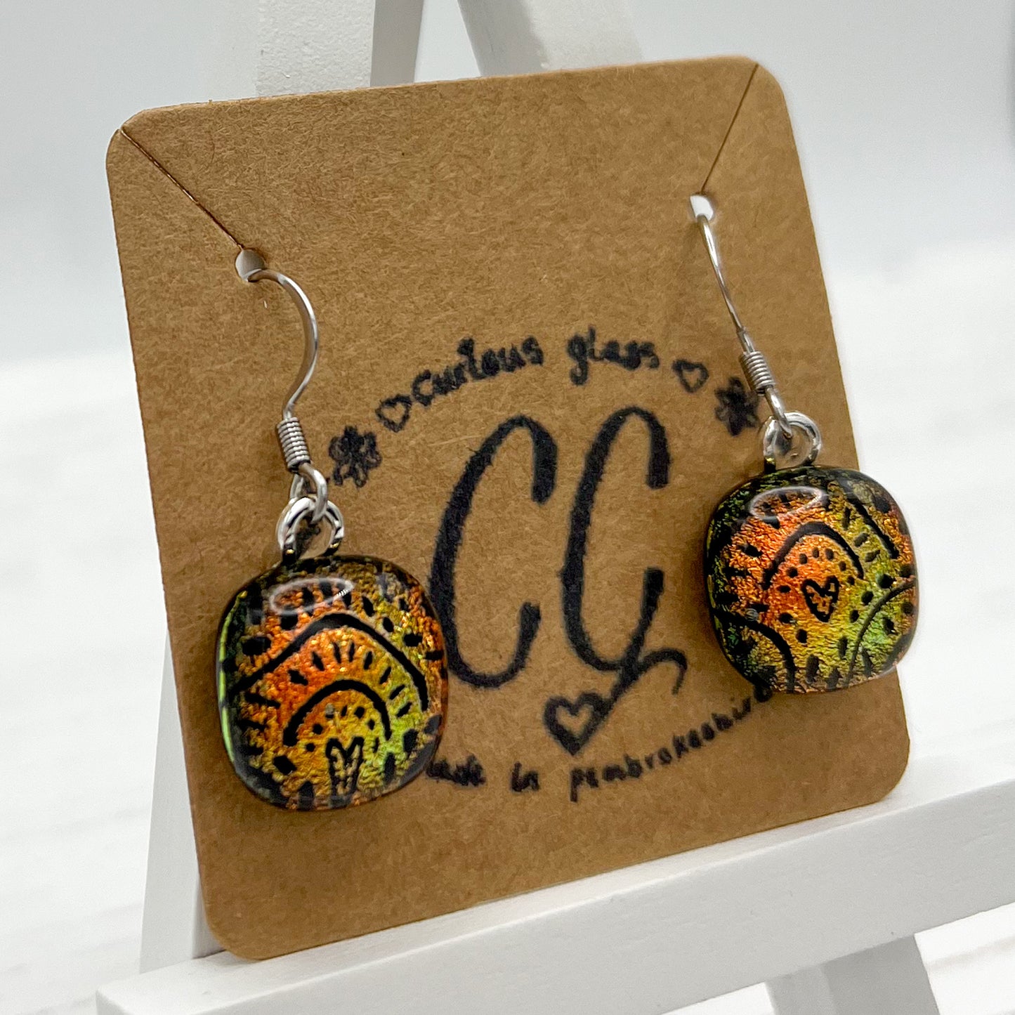 Shades of Red, Orange & Yellow Glass Earrings