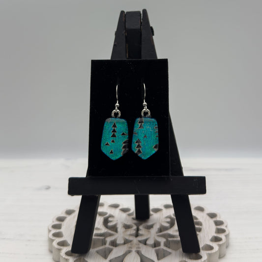 Green Blue Arrow Glass Earrings