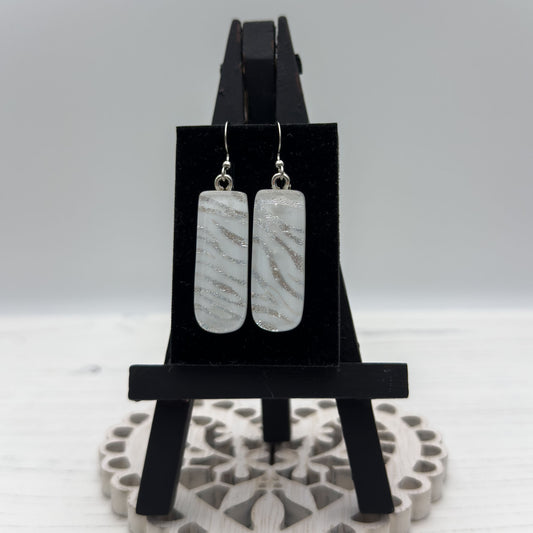 White Zebra Glass Earrings