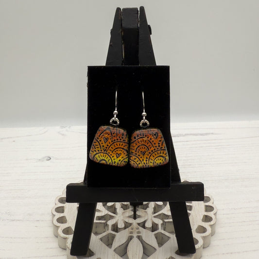 Copper Heart Glass Earrings