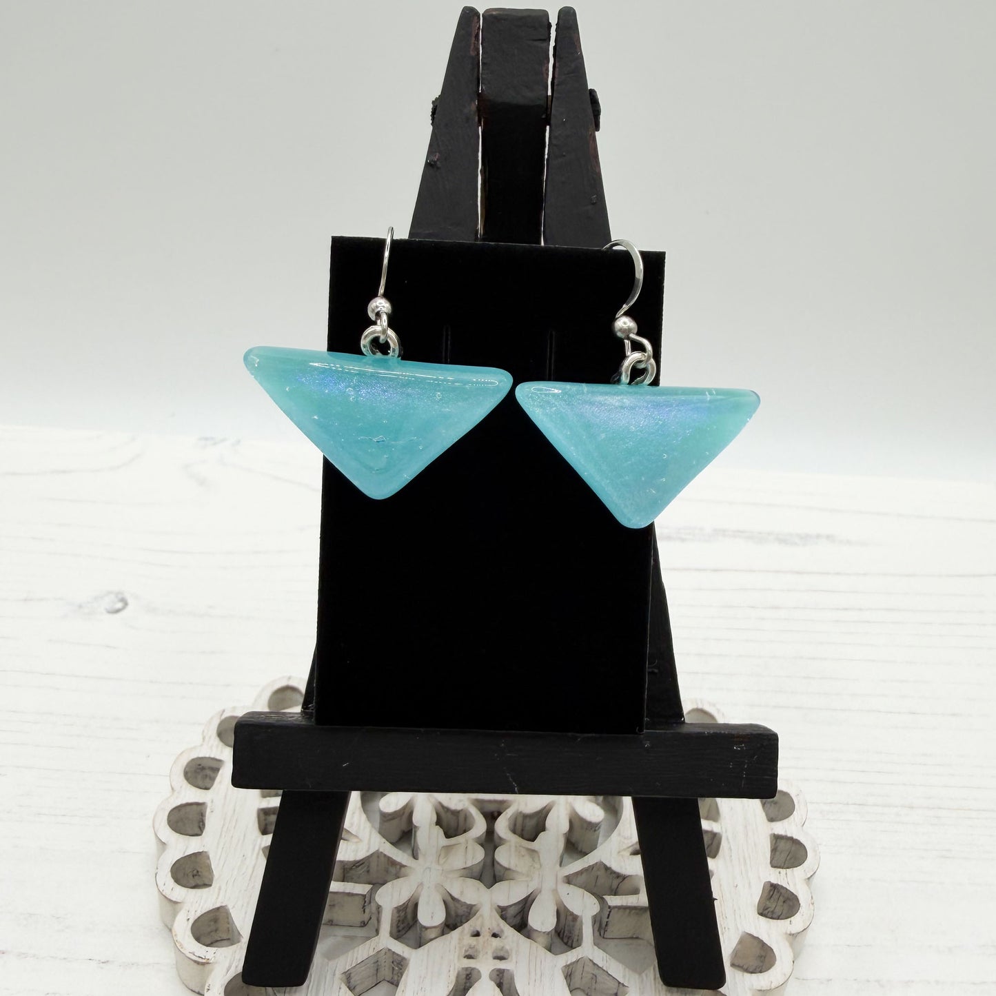 Pastel Aqua Dichroic Glass Earrings