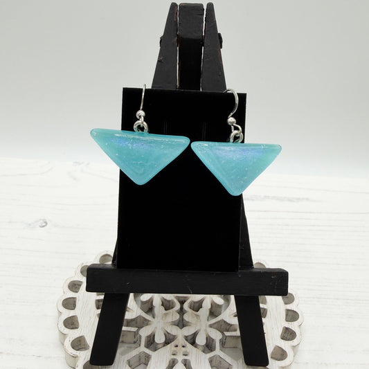 Pastel Aqua Dichroic Glass Earrings