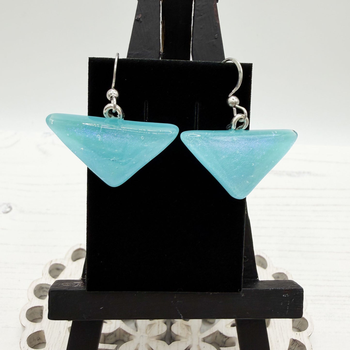 Pastel Aqua Dichroic Glass Earrings