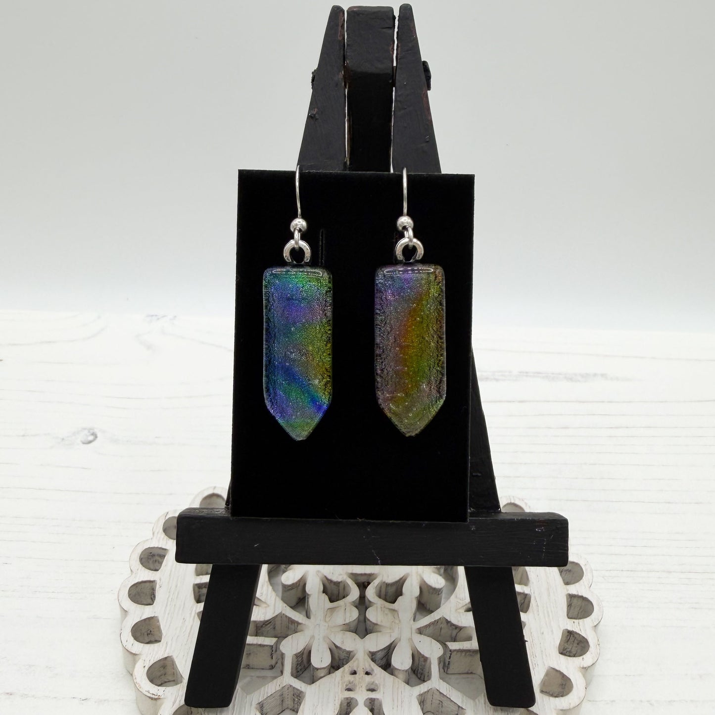 Multicoloured Point Dichroic Glass Earrings