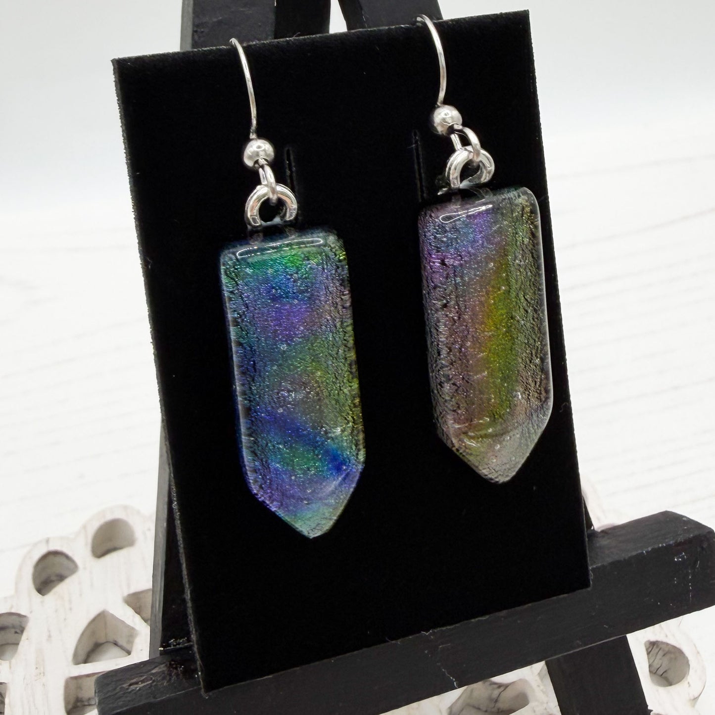 Multicoloured Point Dichroic Glass Earrings
