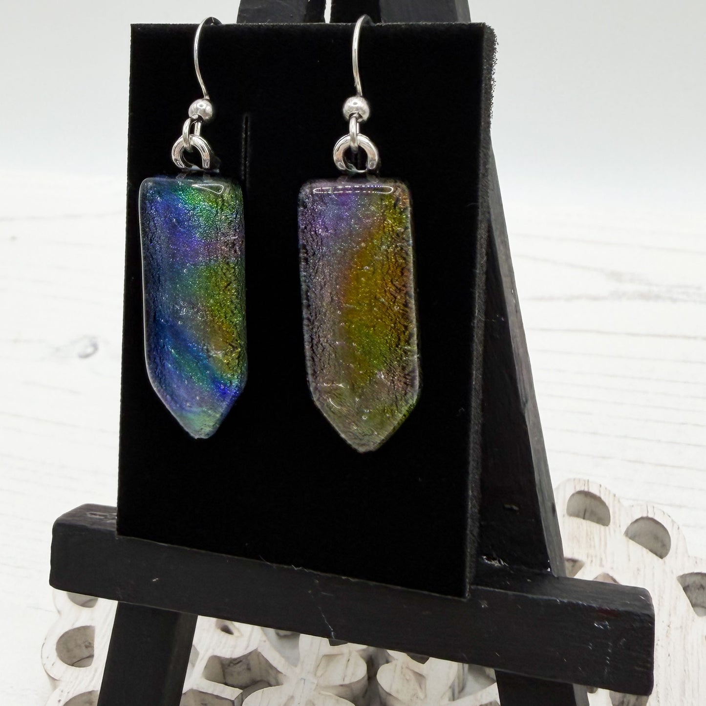 Multicoloured Point Dichroic Glass Earrings
