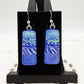 Blue Zebra Dichroic Glass Earrings