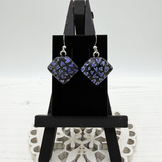 Purple Heart Dichroic Glass Earrings