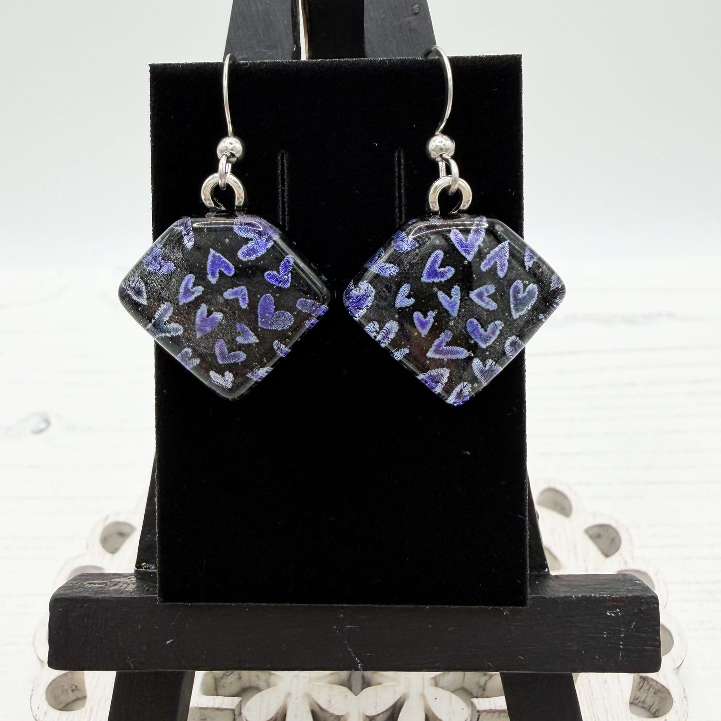 Purple Heart Dichroic Glass Earrings