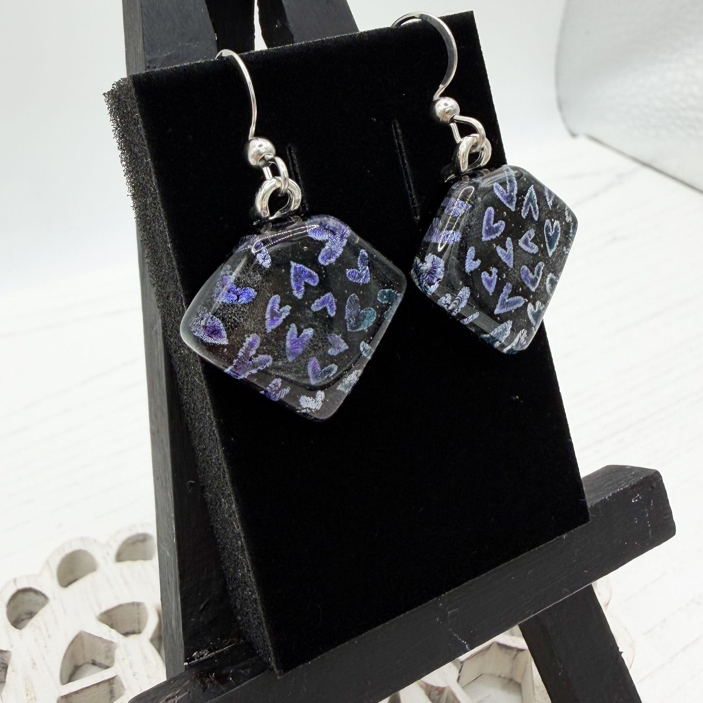 Purple Heart Dichroic Glass Earrings