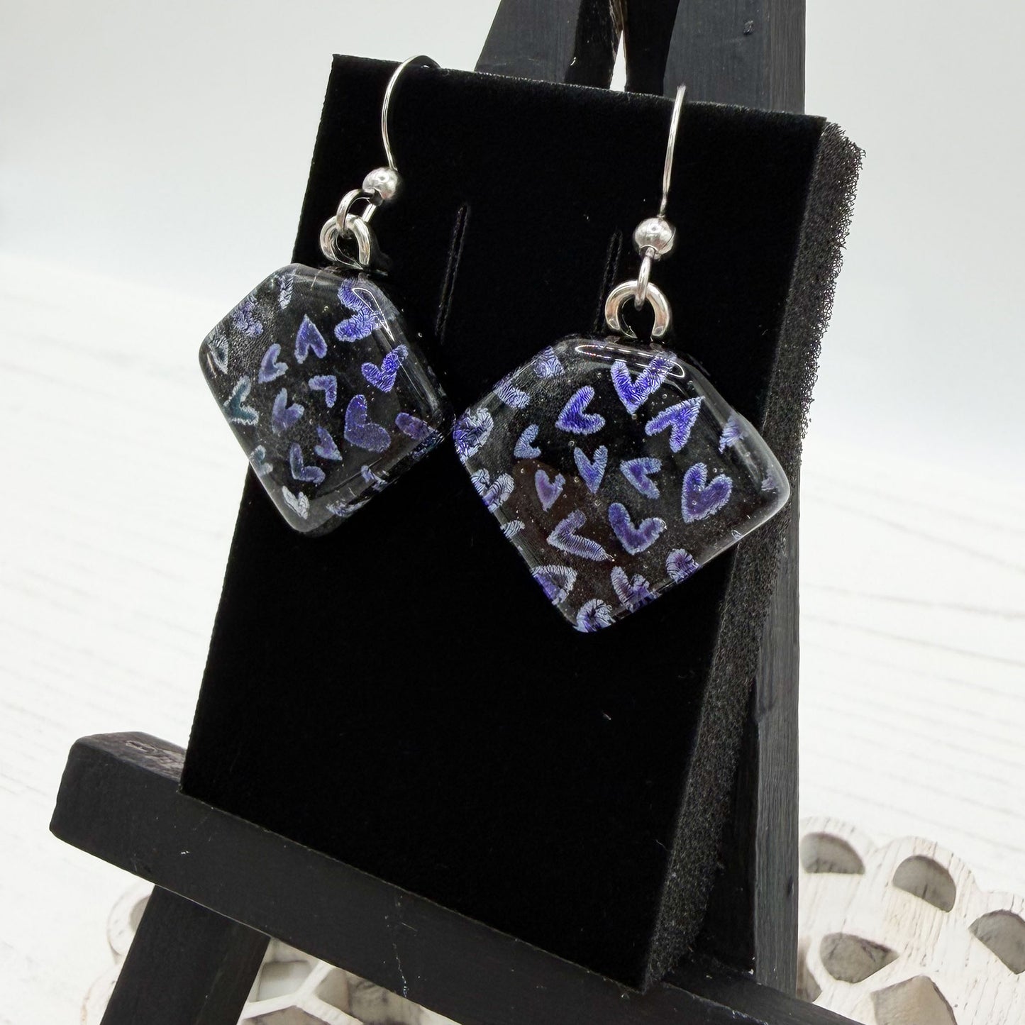 Purple Heart Dichroic Glass Earrings
