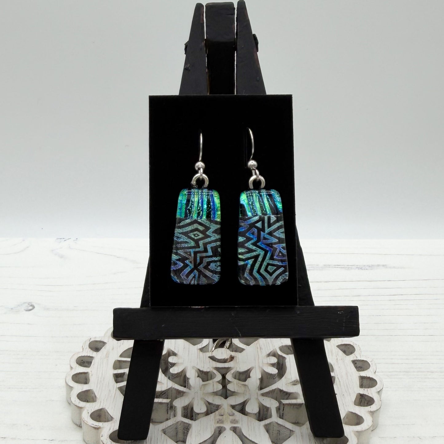 Aztec Dichroic Glass Earrings