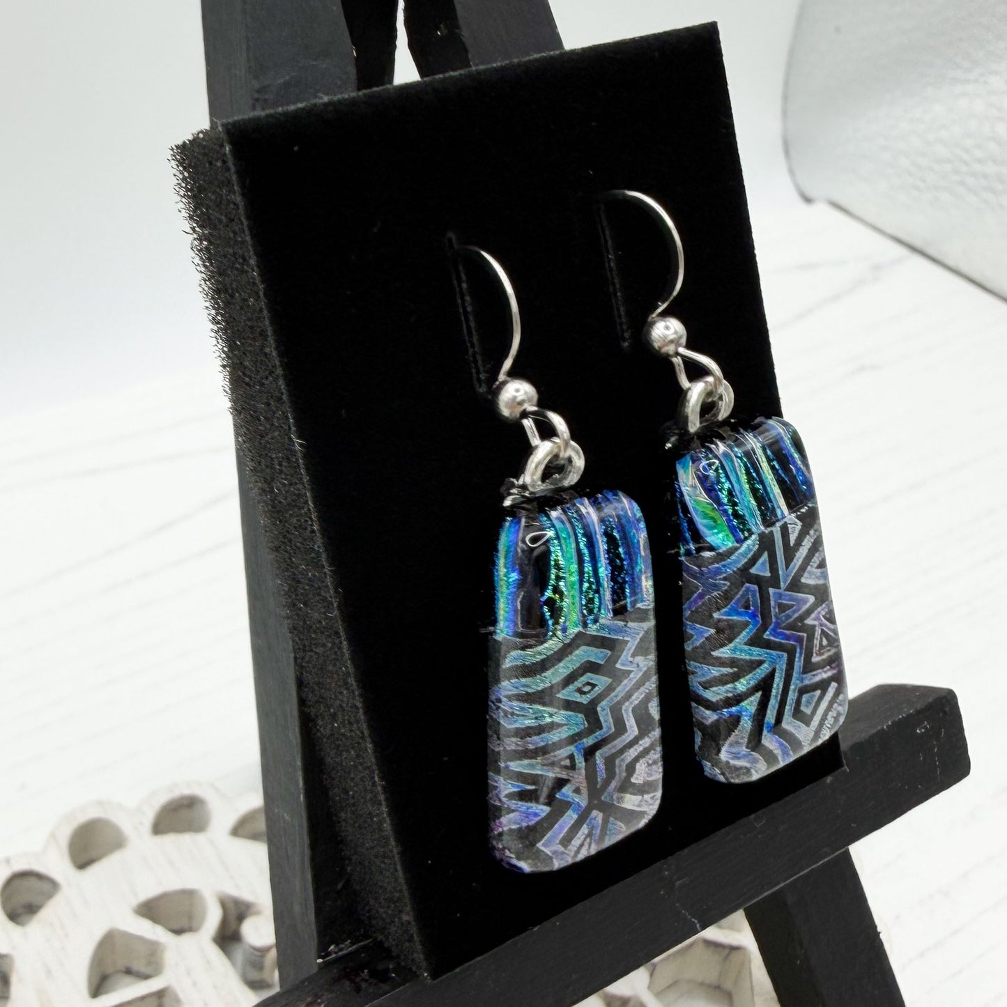 Aztec Dichroic Glass Earrings