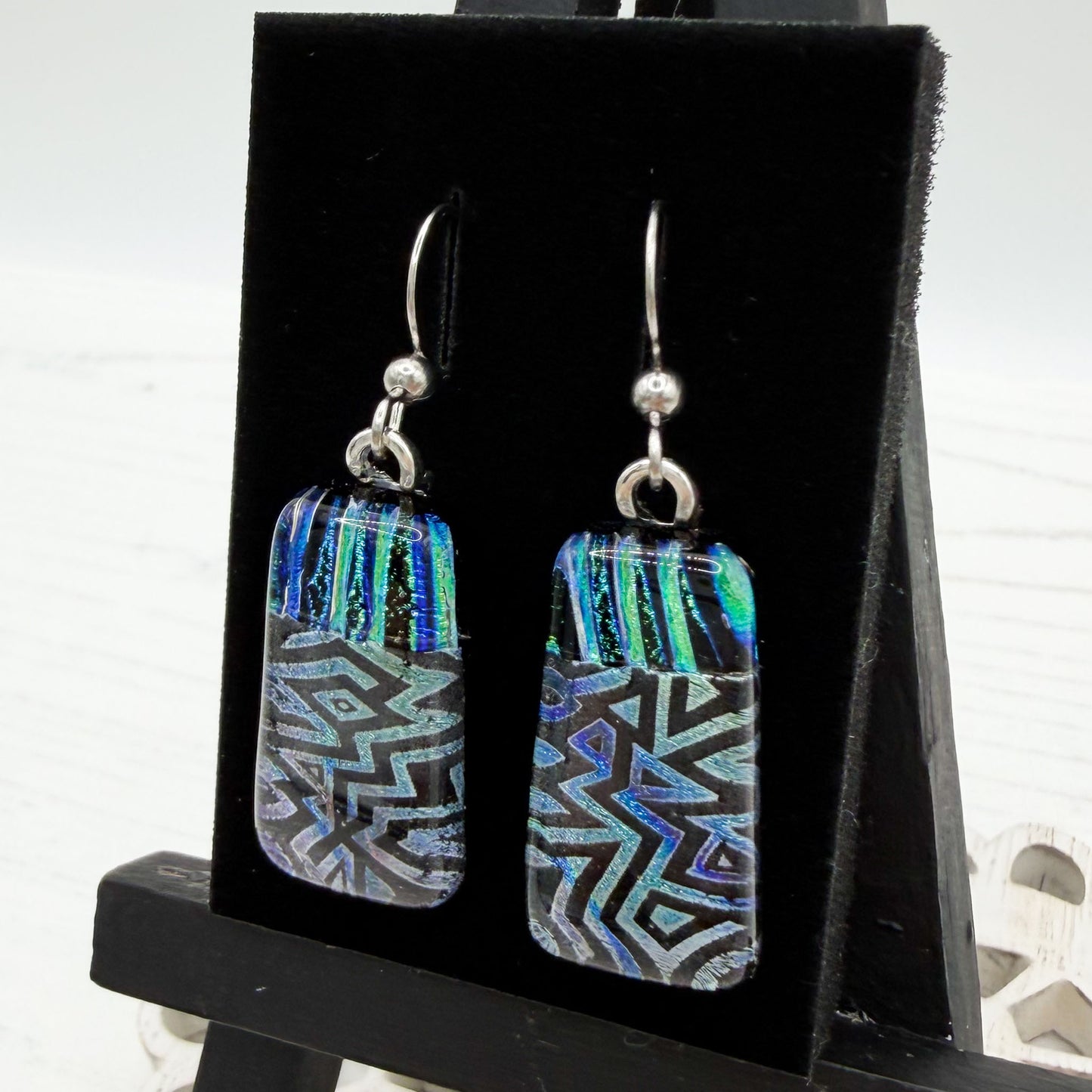 Aztec Dichroic Glass Earrings