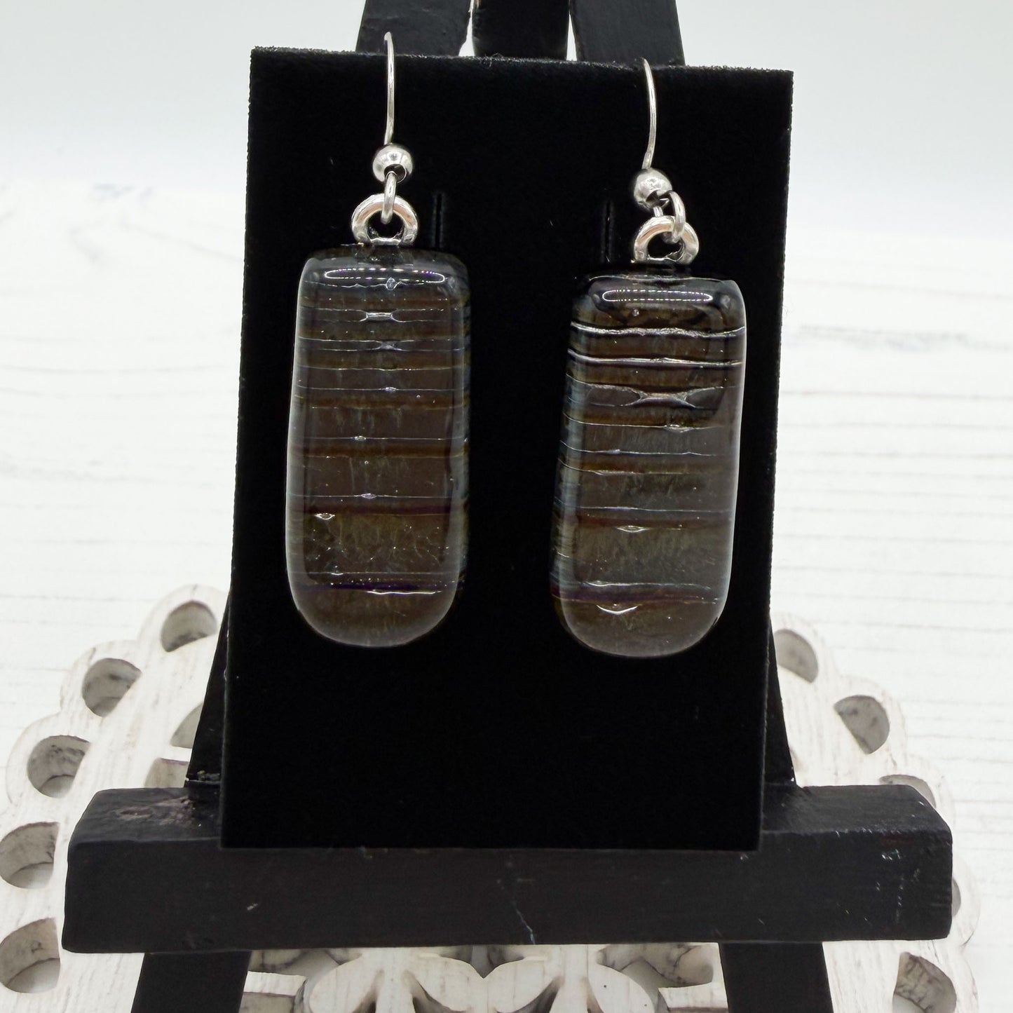 Bronze Dichroic Glass Earrings