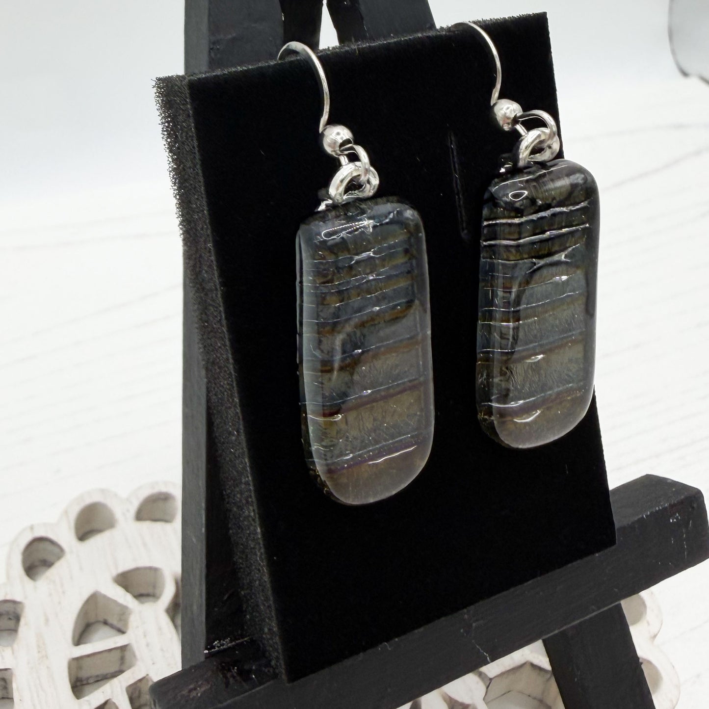 Bronze Dichroic Glass Earrings