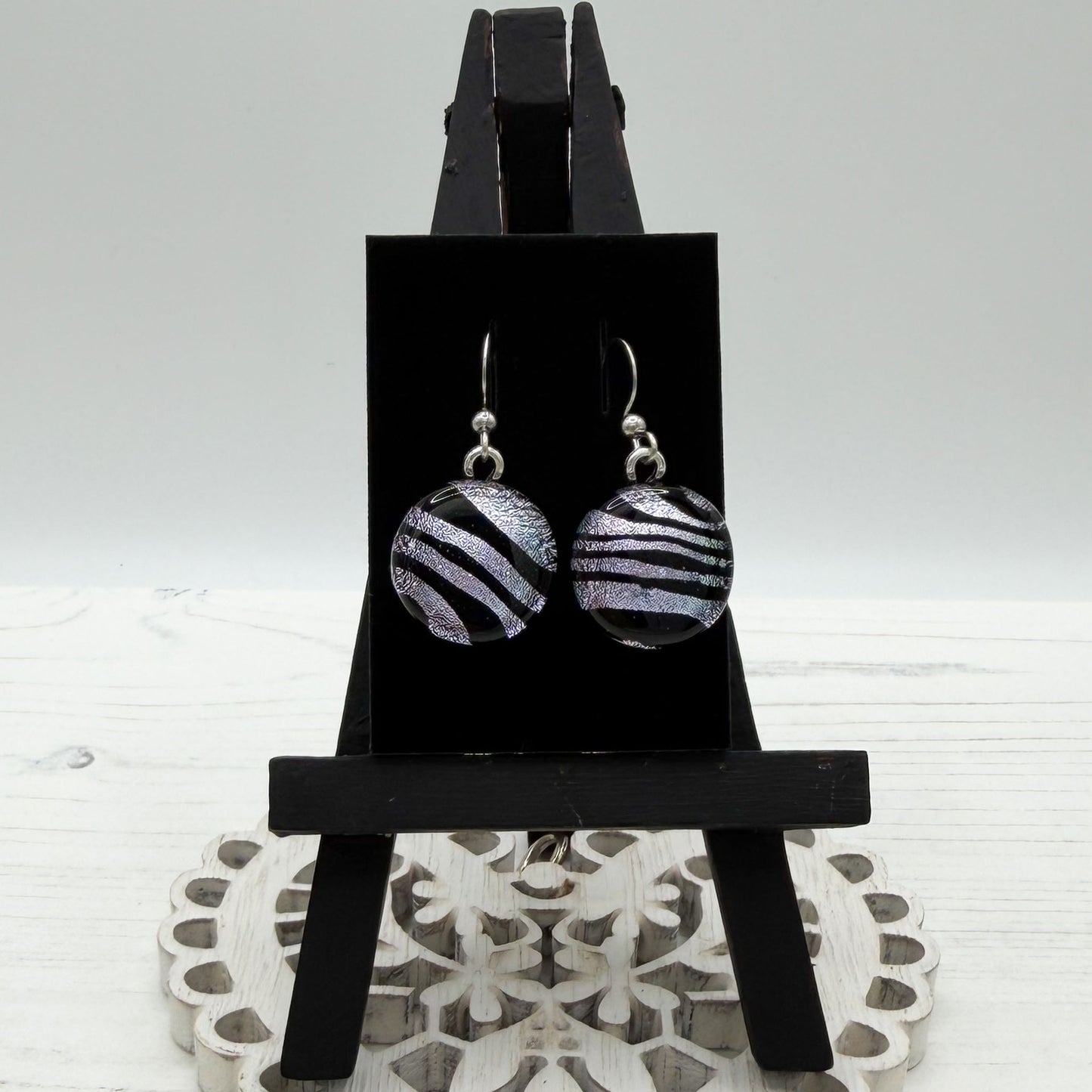 Zebra Dichroic Glass Earrings