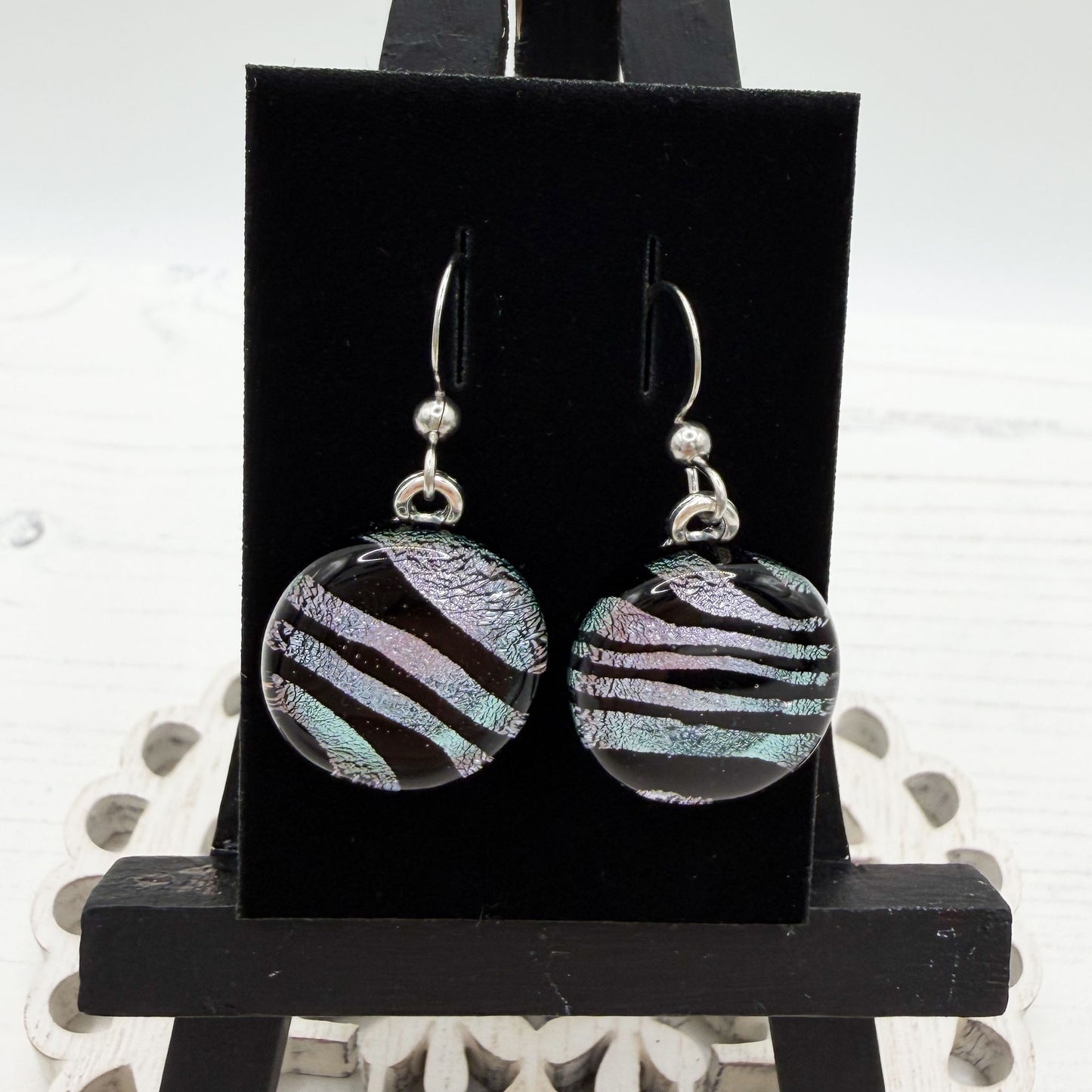 Zebra Dichroic Glass Earrings