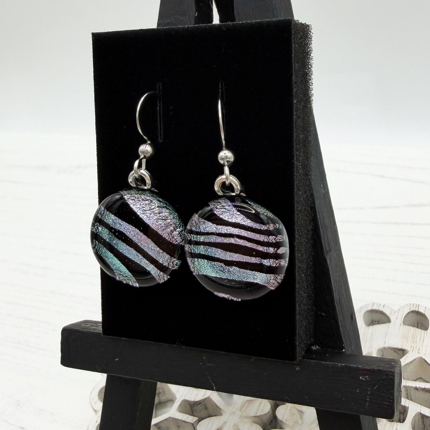Zebra Dichroic Glass Earrings