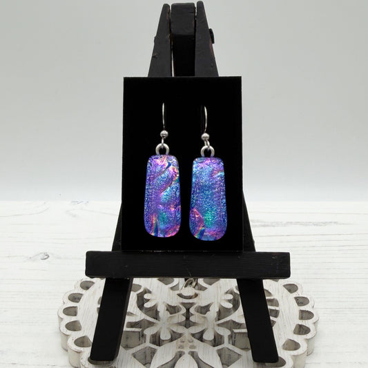 Rainbow Purple Dichroic Glass Earrings