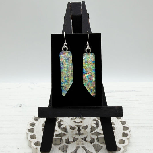 Rainbow Point Dichroic Glass Earrings