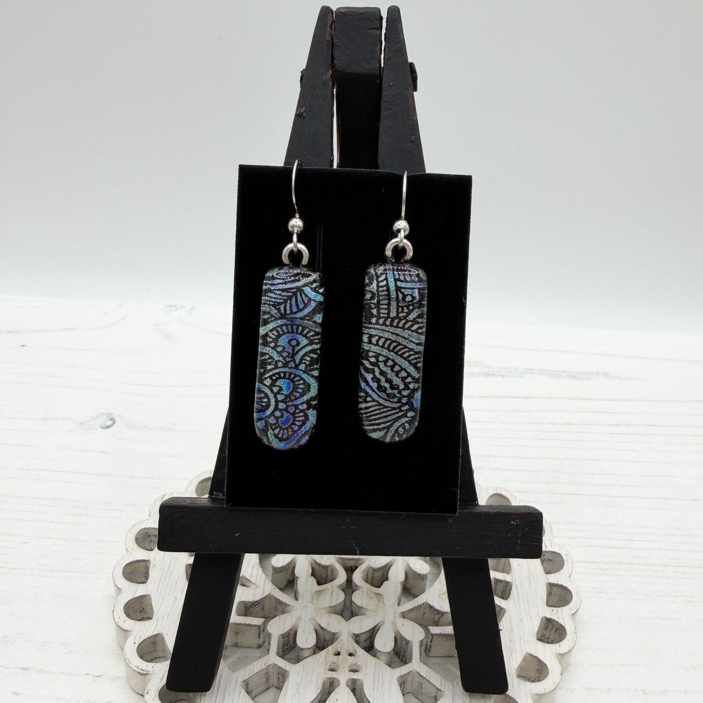 Paisley Dichroic Glass Earrings