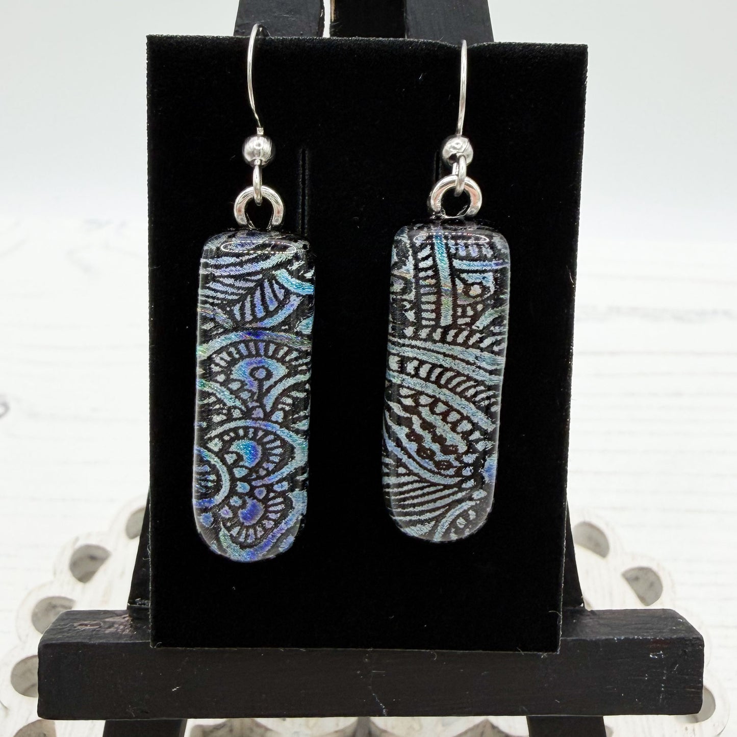 Paisley Dichroic Glass Earrings