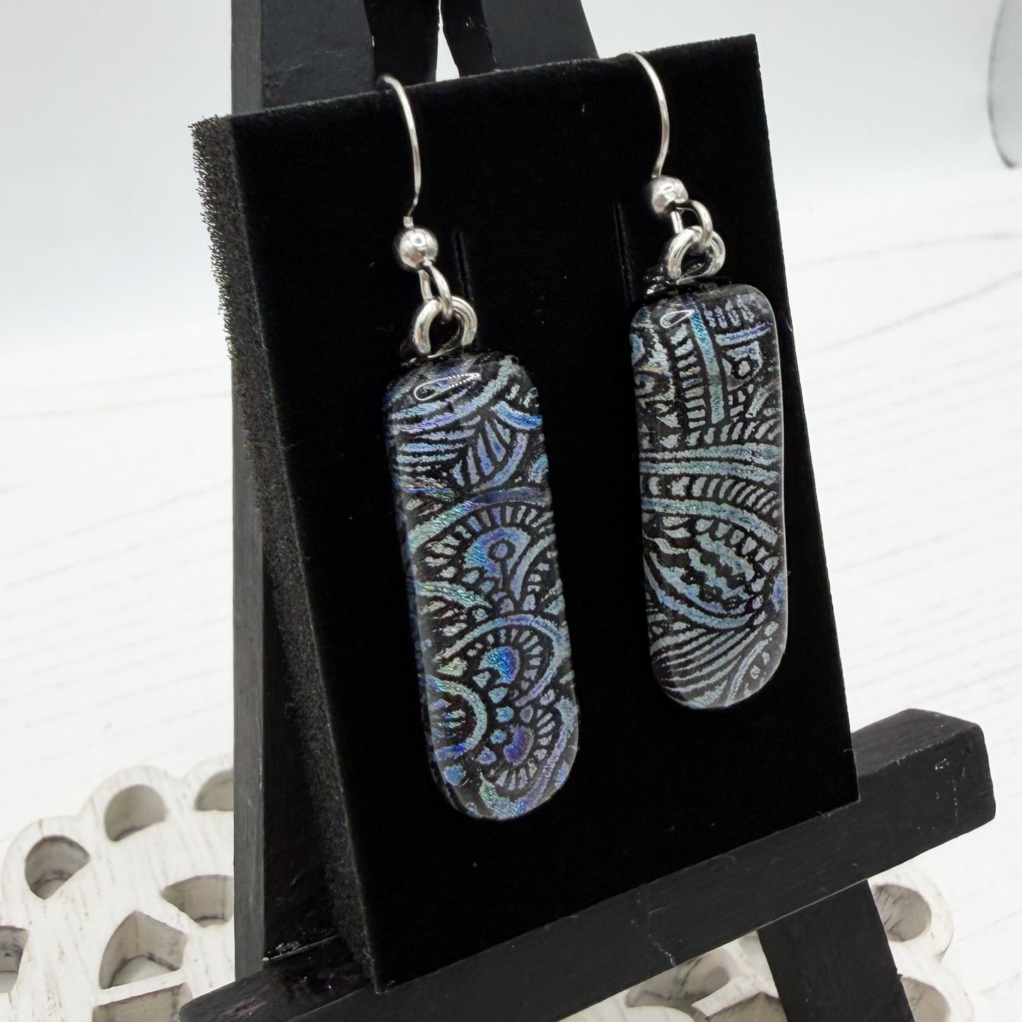 Paisley Dichroic Glass Earrings