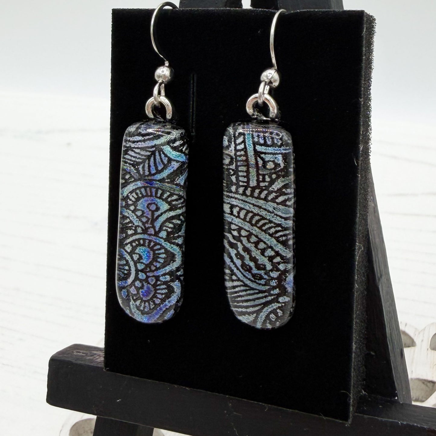 Paisley Dichroic Glass Earrings
