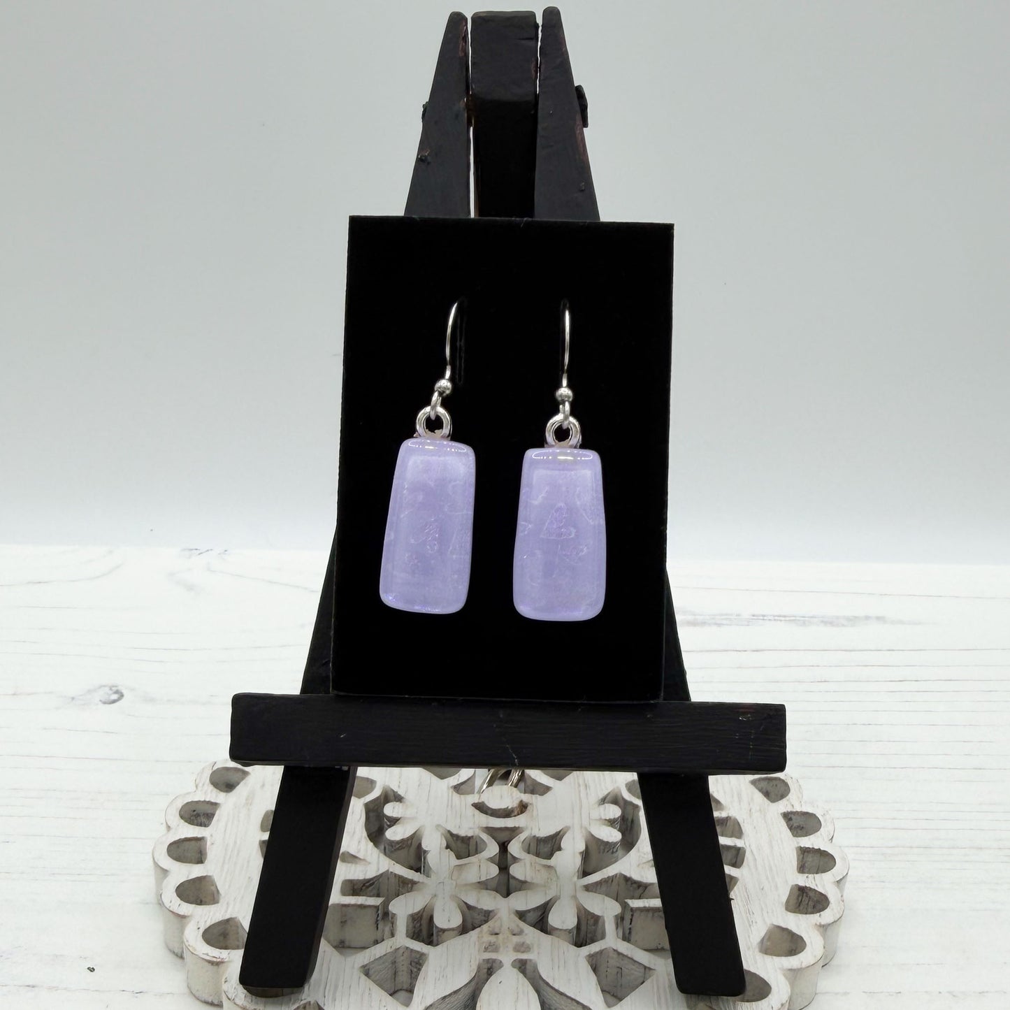 Lilac Heart Dichroic Glass Earrings
