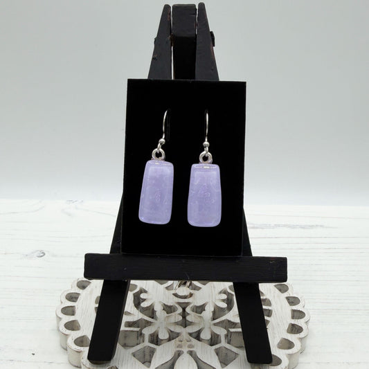 Lilac Heart Dichroic Glass Earrings