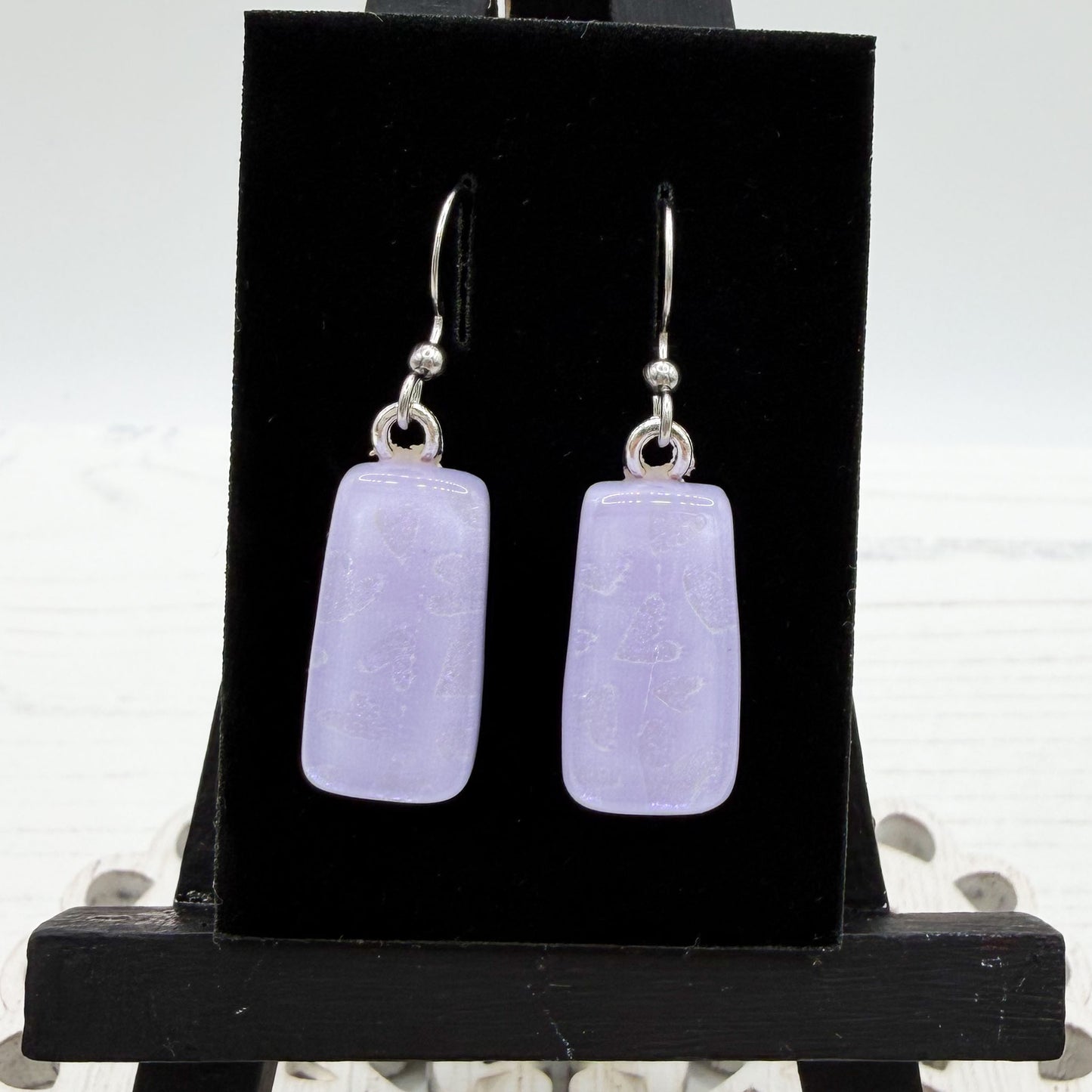 Lilac Heart Dichroic Glass Earrings
