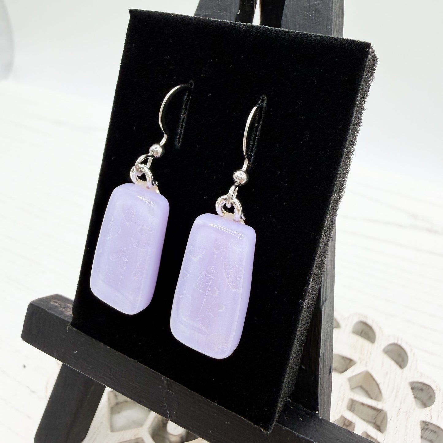 Lilac Heart Dichroic Glass Earrings