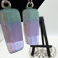 Silver Stripe Dichroic Glass Earrings