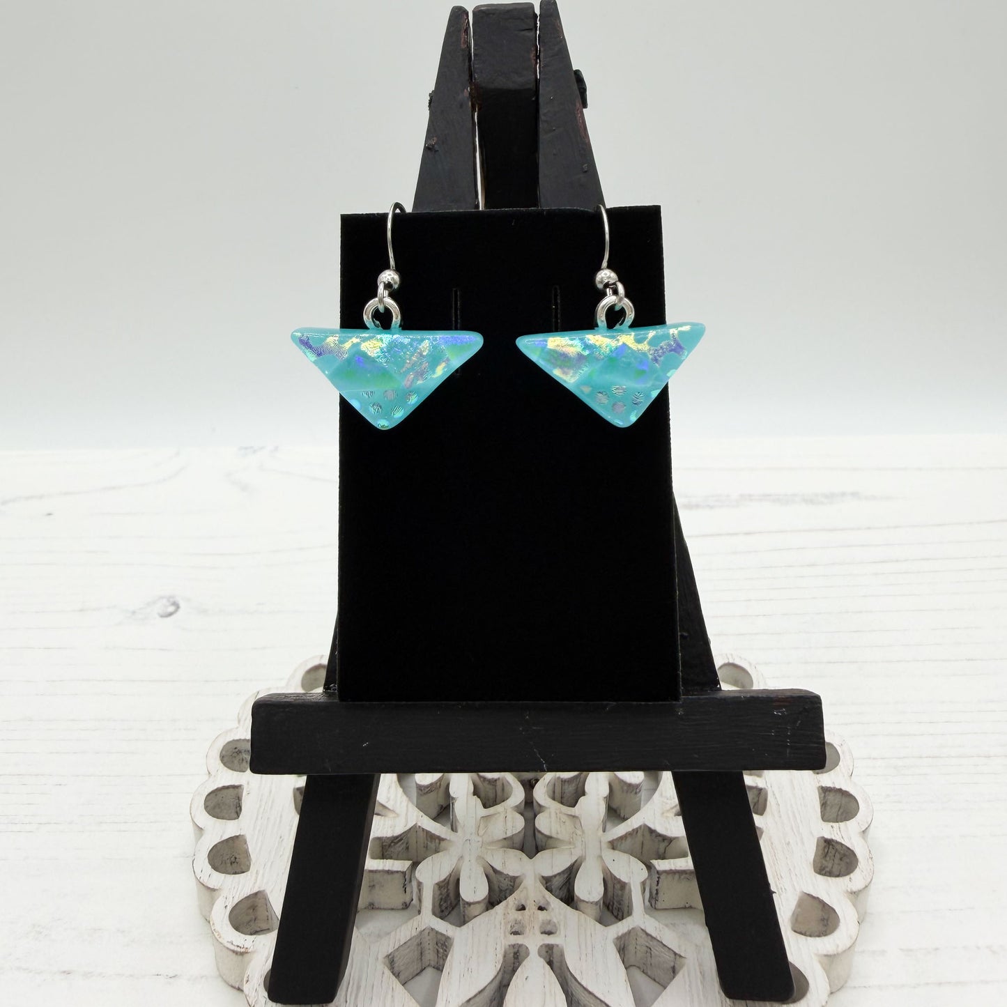 Turquoise Dichroic Glass Earrings