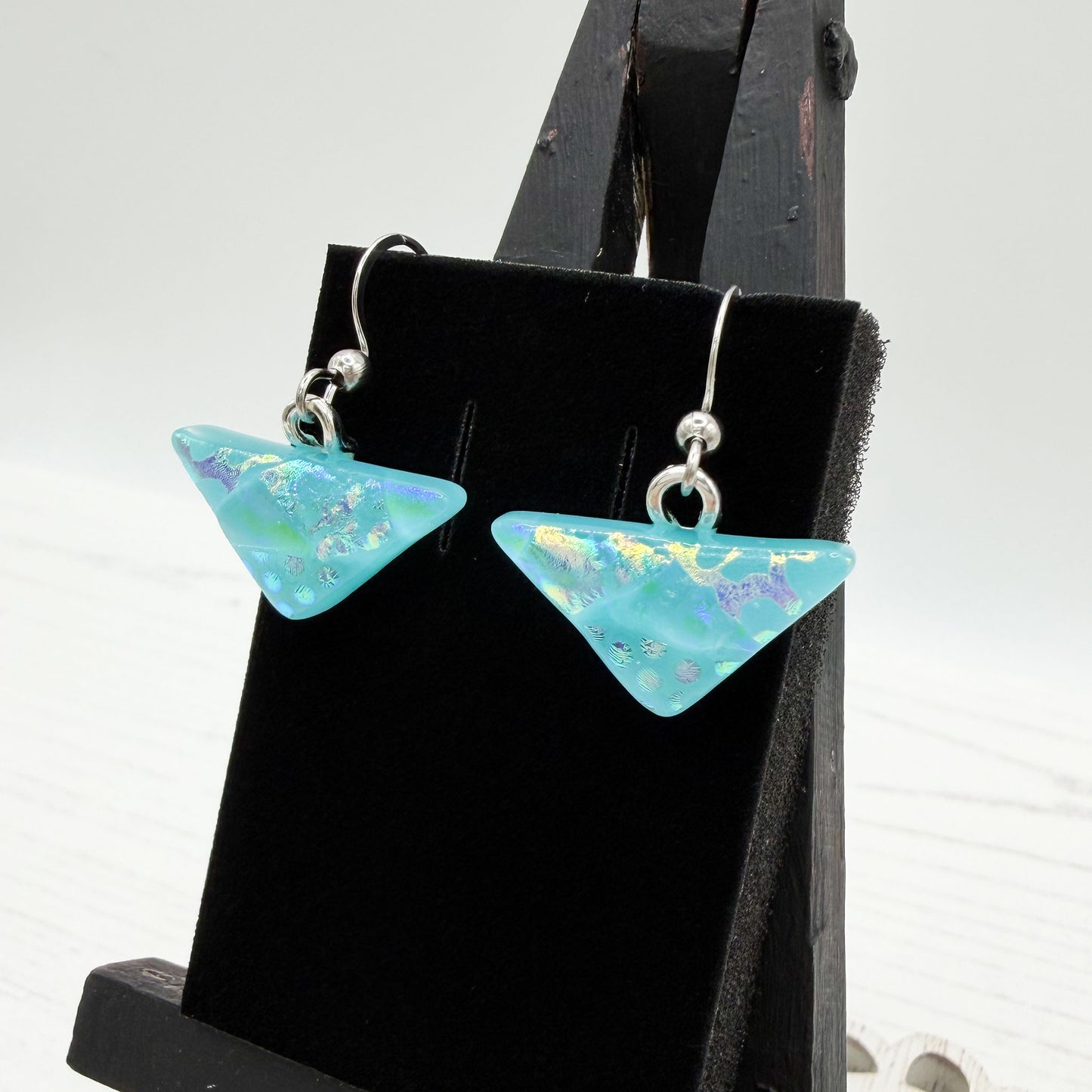 Turquoise Dichroic Glass Earrings