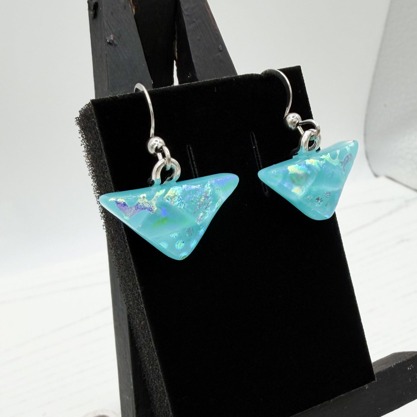 Turquoise Dichroic Glass Earrings