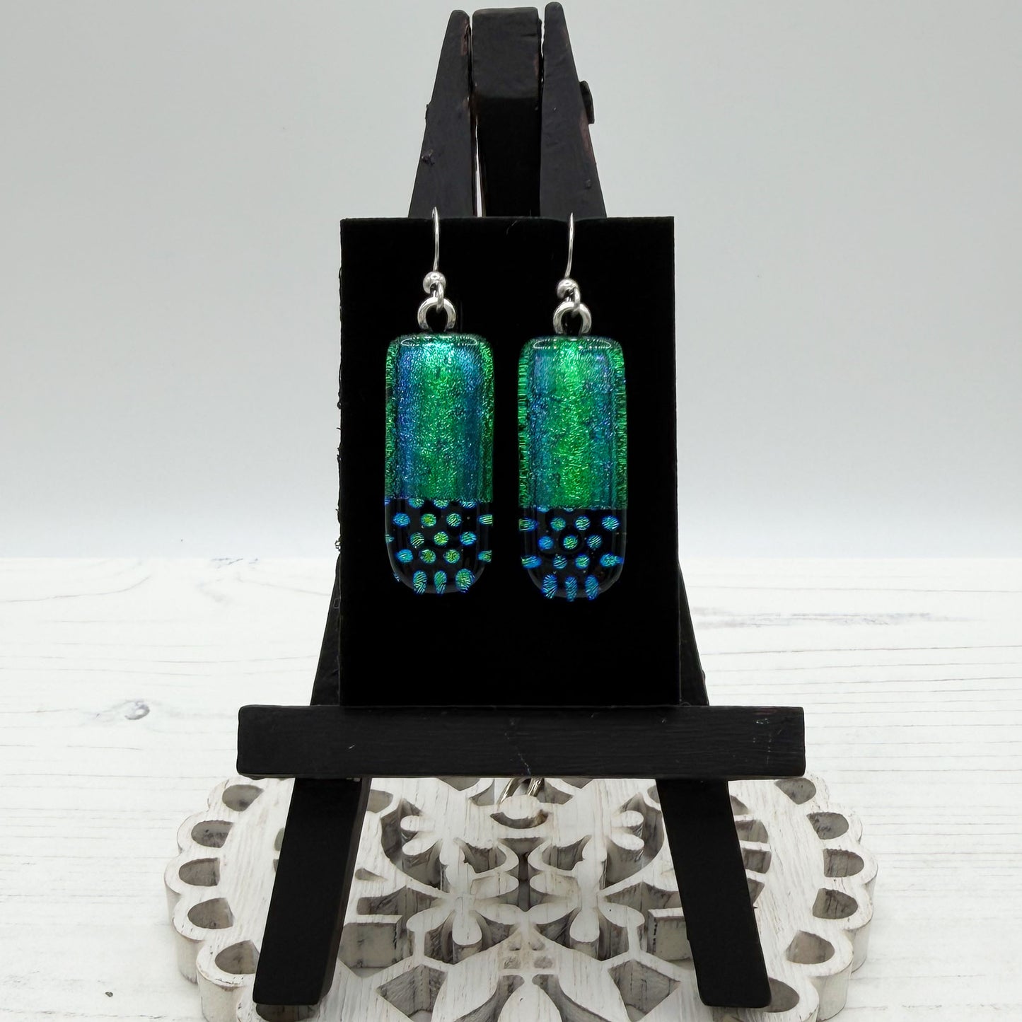 Polka Dot Dichroic Glass Earrings