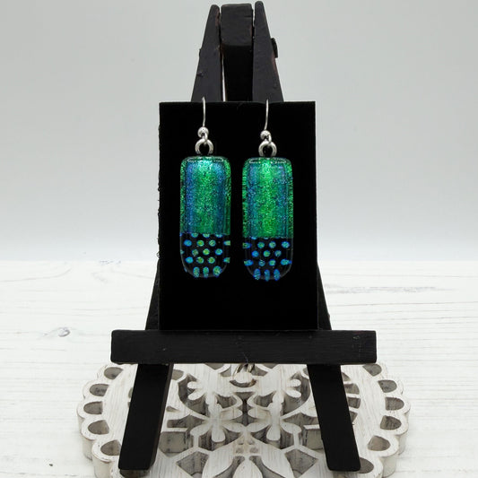 Polka Dot Dichroic Glass Earrings