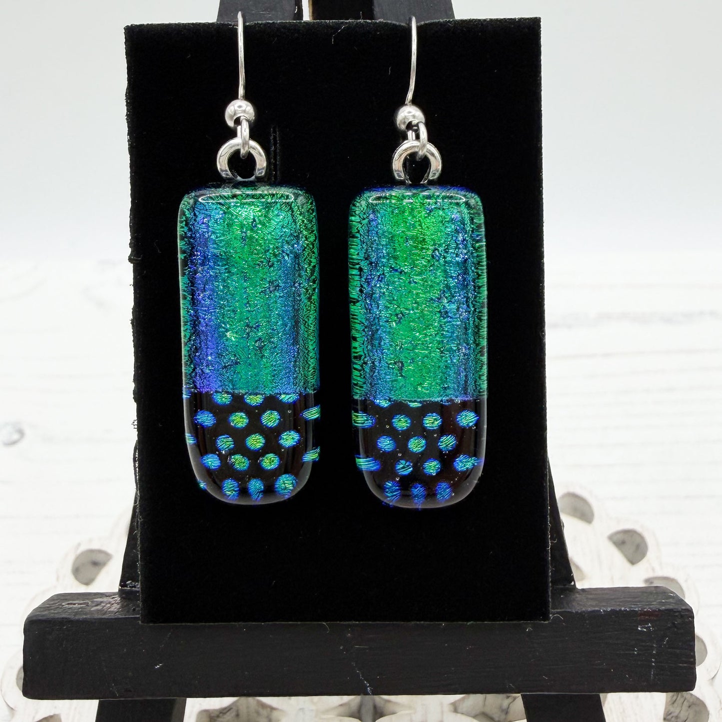 Polka Dot Dichroic Glass Earrings