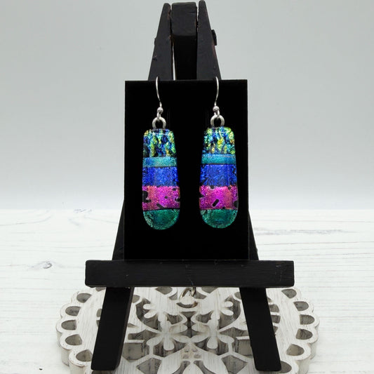 Vibrant Rainbow Dichroic Glass Earrings