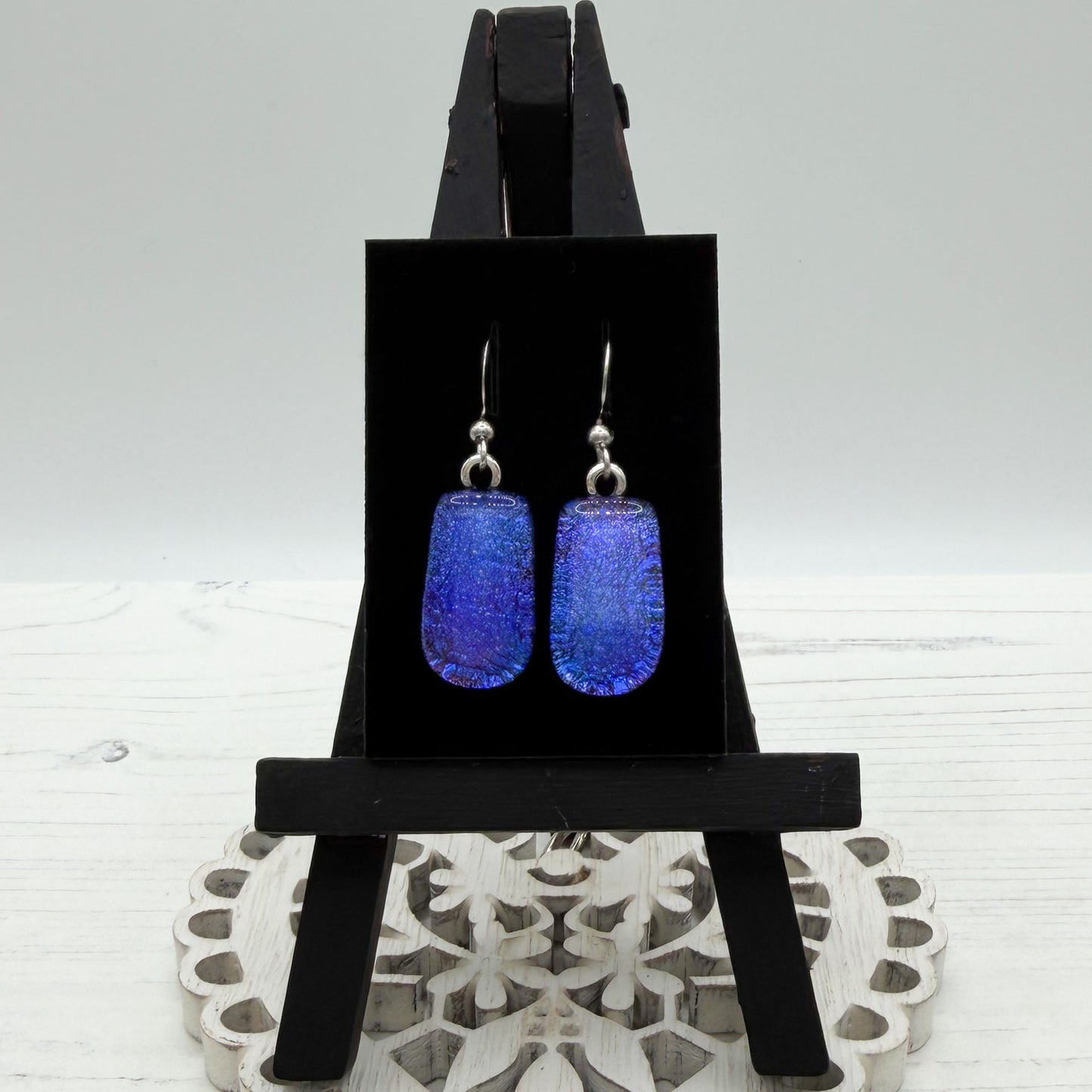 Blue / purple Dichroic Earrings | Handmade Glass Earrings