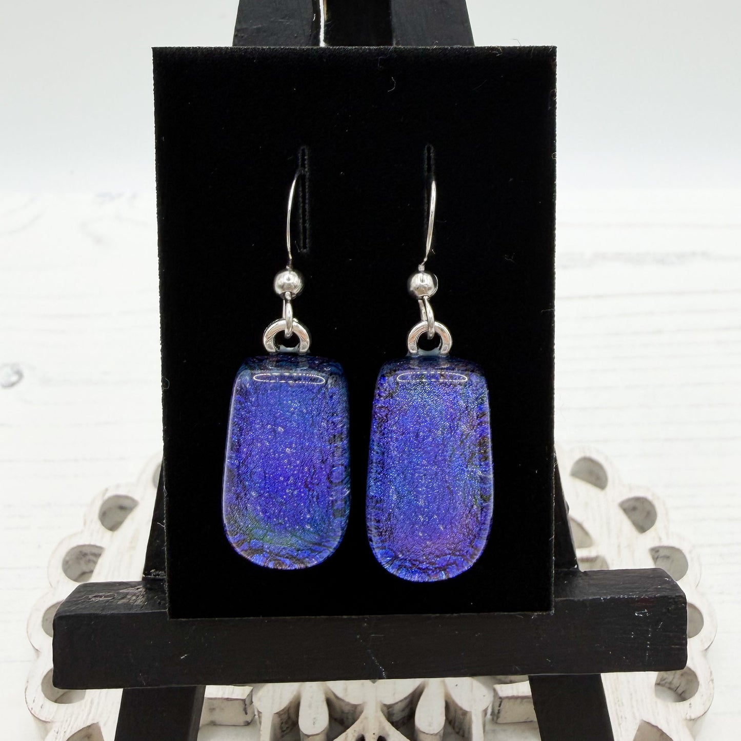 Blue / purple Dichroic Earrings | Handmade Glass Earrings