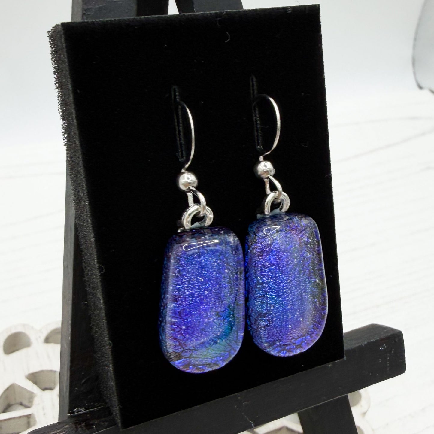 Blue / purple Dichroic Earrings | Handmade Glass Earrings