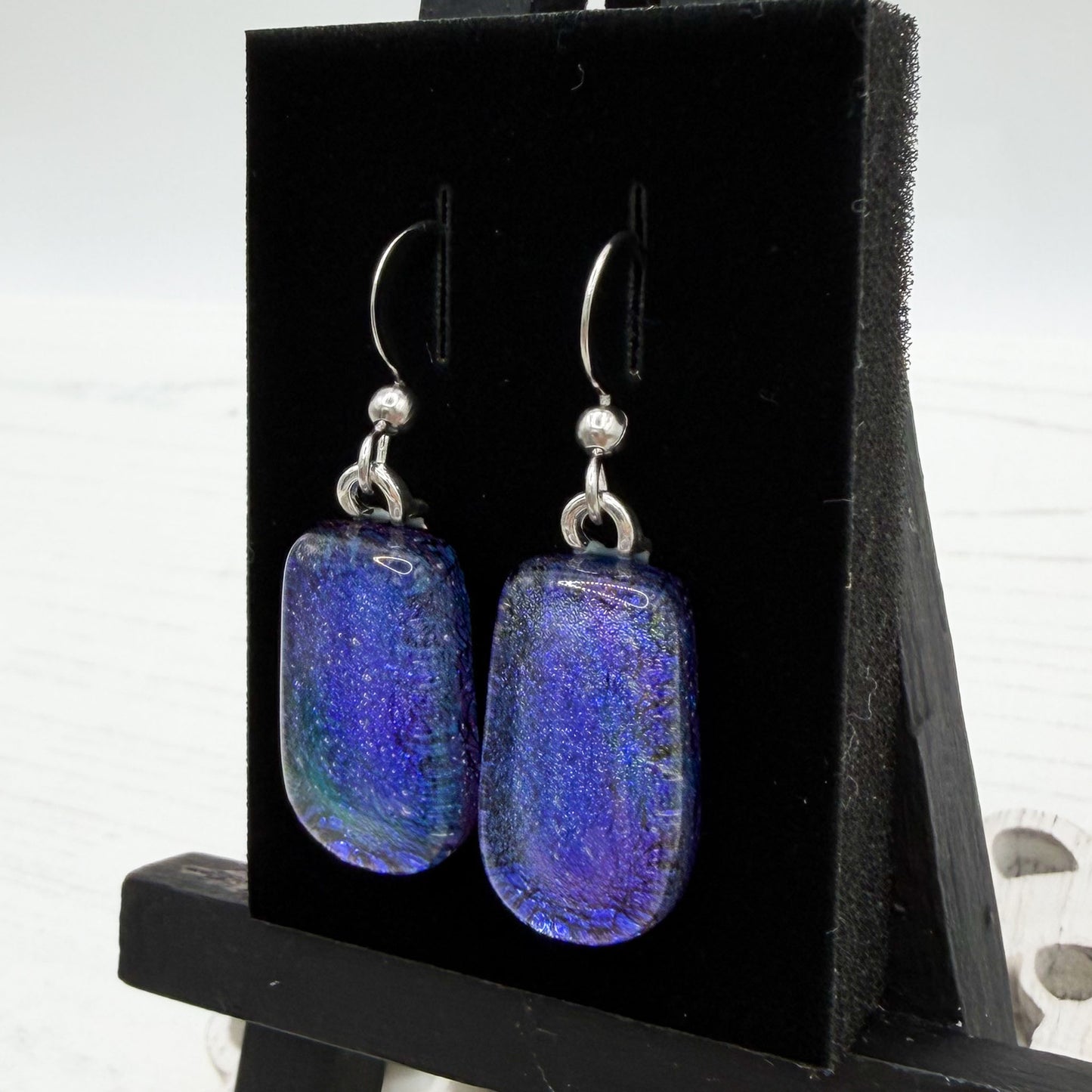 Blue / purple Dichroic Earrings | Handmade Glass Earrings
